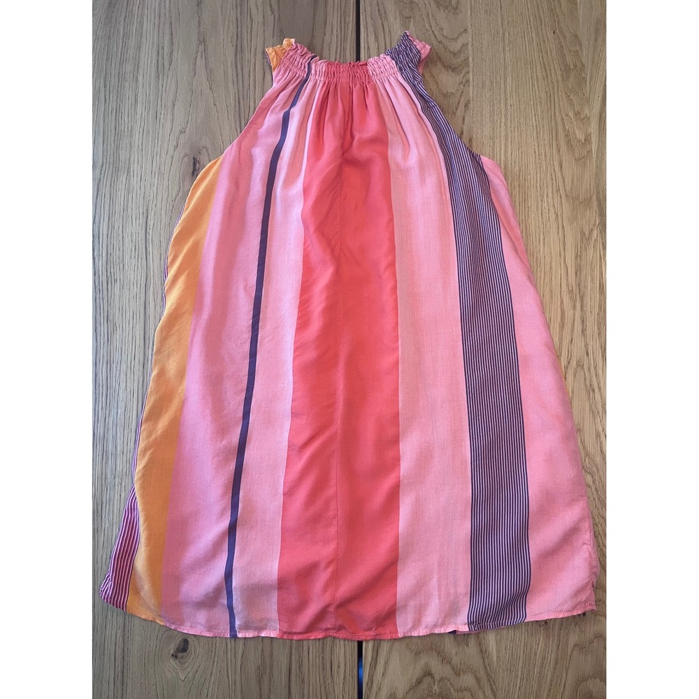 LOFT Striped Halter‎ Swing Mini Dress Womens XS Pink Orange Boho Summer - Picture 2 of 8